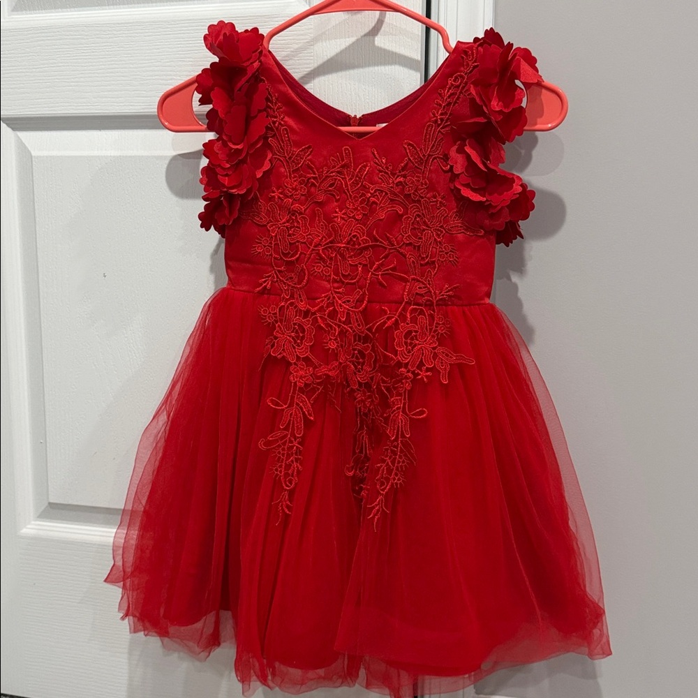 Trish Scully Red Floral Lace Dress size 5